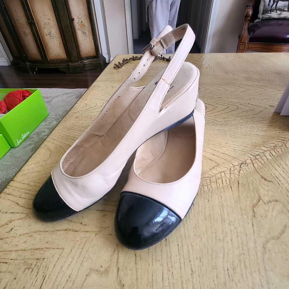 Stuart Weitzman cap toe sling backs